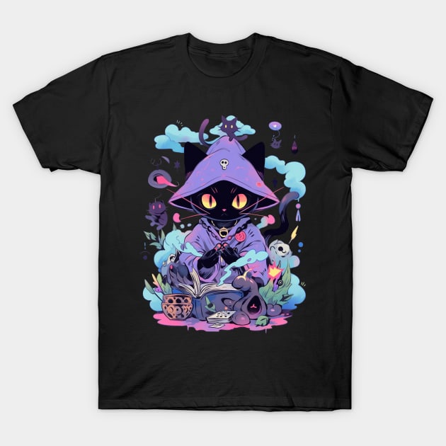 Cat spellcaster T-Shirt by MikeyMeta